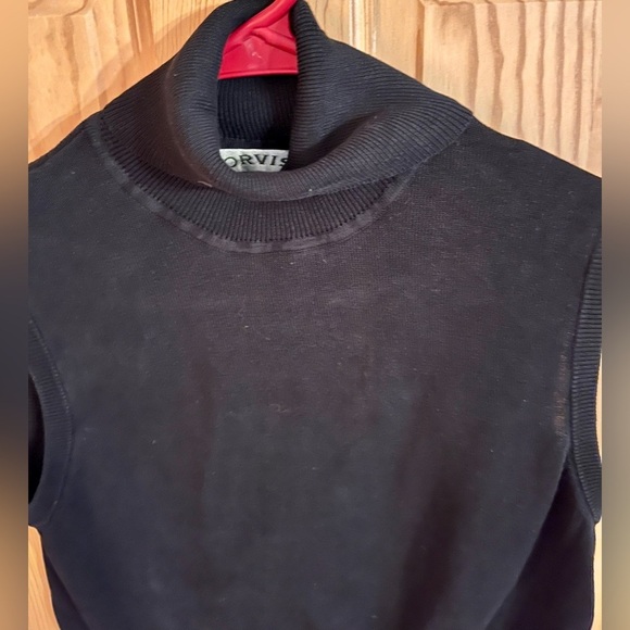 Orvis Black 100% Silk Sleeveless Cropped Turtleneck Top Size S/M Light Ribbed - Picture 4 of 12